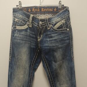 Rock Revival Distressed Blue Boot Cut Jeans